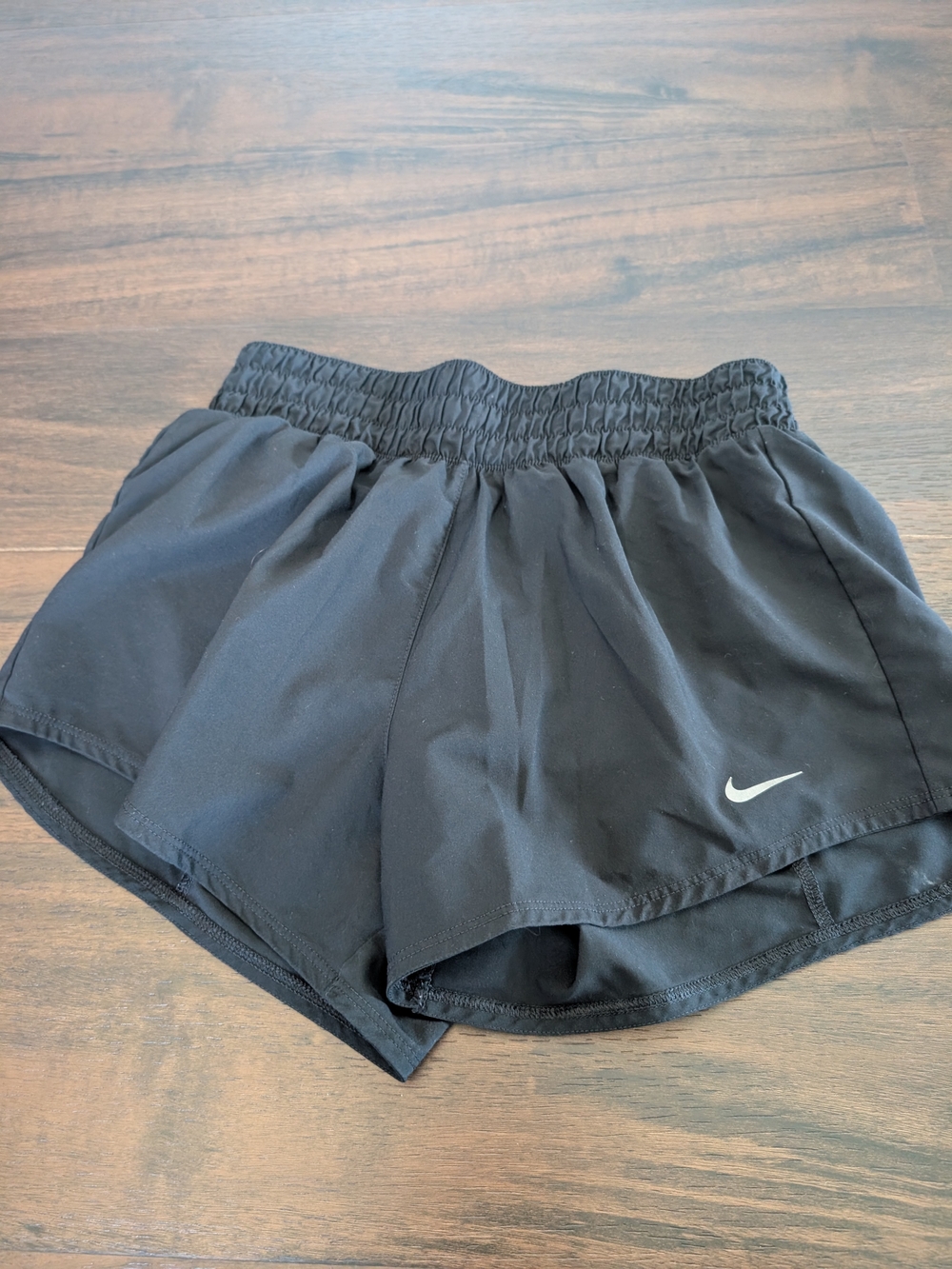 Nike Women's Black Athletic Running Shorts with White Swoosh